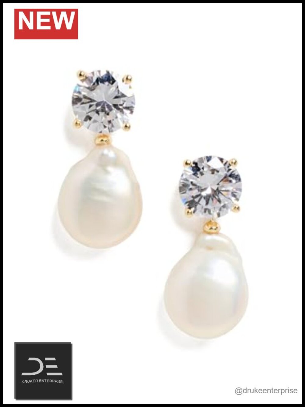 SHASHI Cleo Drop Dangle Earrings Metal Cubic Zirconia Push Back